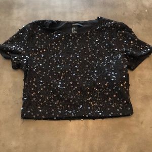 Black Sequin Crop